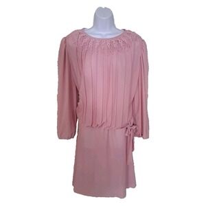 2-Piece Set 16 1/2 Pink Lace Collar Side Tie Elastic Waist Skirt Union Made USA